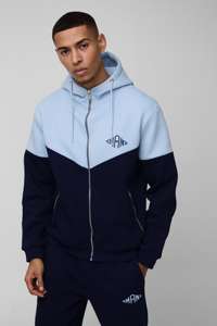 Wholesale Trendy Y2K <b>Aesthetic</b> Regular Fit Men's Diamond Color Block Hooded Tracksuit For Men Zip-Through <b>Hoodie</b> & Jogger Set" - Product Image 3