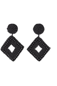 Boucles d'oreilles pendantes de luxe en perles noires brodées à la main avec du luxe de l'Inde Style tendance par glowin fashion - Product Image 4