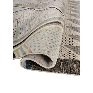 Alfombra Grande de Lana y Seda de Bambú Anudada a Mano, Diseño Geométrico Abstracto, para Hogar, Auto, Pasillo, Modelo Les-2908, Color Marfil - Product Image 2