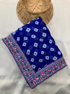 Vous cherchez quelqu'un pour cette belle couleur Saree pour mariage sur tissu Georgette doux de qualité supérieure avec imprimé bandhej - Product Image 6