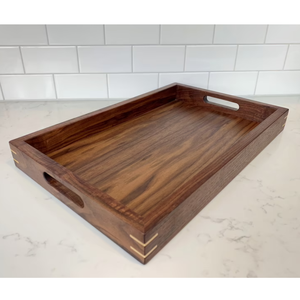 Vente en gros Plateau de service décoratif en bois d'agate MDF personnalisé avec des accents de corne polie - Product Image 4