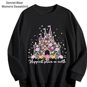 Sudadera Castle para Mujer, Cuello Redondo con Estampado Gráfico Rosa - Product Image 4