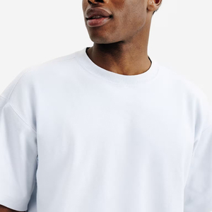 2025 camisetas de algodón orgánico de gran tamaño con hombros caídos y cuello redondo Hip Hop verano Streetwear moda camiseta negra para hombres - Product Image 6