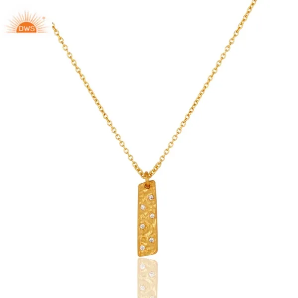 Neuestes handgefertigtes Design 18K Gold plattiert kubischer Zirkon Edelstein Anhänger Halskette Demi feiner Schmuckhersteller