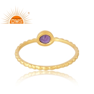 แหวนพลอยอเมทิสต์ธรรมชาติชุบทอง18K จาก925เงินสเตอร์ลิงเครื่องประดับอัญมณีดีมีคุณภาพเป็นของขวัญสำหรับผู้หญิง - Product Image 2