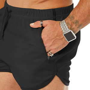 Compression Workout <b>Short</b> with Pocket for <b>Men</b> Plus Size OEM Wholesale Custom Sportswear Workout <b>Black</b> Color Plain Athletic <b>Short</b> - Product Image 3