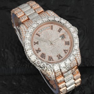 Pour certifié nouveau luxe diamant VVS Moissanite montre à Quartz Hip Hop 18k or Rose/or jaune plaqué pointeur cadran hommes femmes - Product Image 2