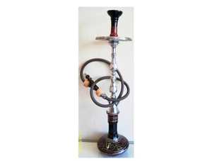 Chicha Farida en vente flash, luxe, deux niveaux, laiton massif laqué, gravure à la main profonde, mini chicha 75 cm, argent, égyptienne - Product Image 3