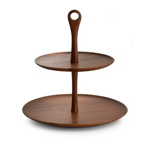 Handcrafted Wooden 2 <b>Tier</b> <b>Cake</b> <b>Stand</b> for Stylish Dessert Display with Strong Handle Perfect for Parties and Home Decor - Product Image 1