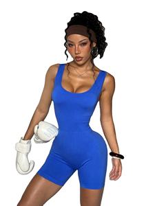 Combinaison de sport moulante sans coutures pour femme, avec découpes, effet push-up fessier et cordon de serrage à la taille arrière - Product Image 2