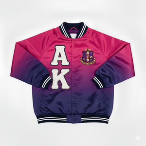 Chaqueta Universitaria de Satén Personalizada Alpha Kapa Alpha AKA para Hombre y Mujer, Chaqueta Bomber de Hermandad Griega, Fabricante Mayorista OEM - Product Image 3