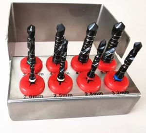 Taladros para implantes dentales, 8 Uds., irrigación externa, acero inoxidable negro con soporte para fresas, herramientas quirúrgicas, nuevo - Product Image 2