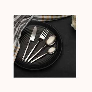 Juego de Cubiertos de Cocina Modernos con Logotipo Personalizado, Cubiertos de Acero Inoxidable Plateados con Mango Largo en Forma de U, Diseño Vintage - Product Image 1