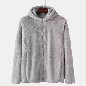 เสื้อฮู้ดดี้ผู้ชายผ้าเชอร์ปาขนฟู ทรงปกติ สีพื้น เรียบง่าย สไตล์ลำลอง สำหรับฤดูหนาว ปักโลโก้ตามสั่ง คุณภาพสูงจากโรงงาน (OEM) - Product Image 6
