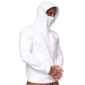 Sweat à capuche balaclava tendance à logo personnalisé OEM, style ninja surdimensionné, streetwear, double couche, masque facial intégré - Product Image 6