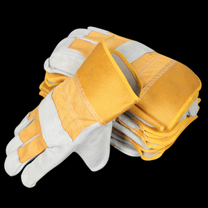 Gants en cuir à forte adhérence avec double patch de paume Gants de travail durables à double paume avec manchette caoutchoutée Gants de gréement en cuir - Product Image 3