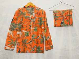 Pyjama sexy en coton biologique à col en V pour femmes respirant doux costume de nuit Jungle imprimés d'animaux grande taille vêtements de nuit confortables - Product Image 6