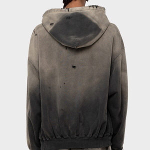 OEM personalizado 100% algodón francés Terry peso pesado etiqueta personalizada lavado con ácido Sun Faded hombres sudaderas con capucha desgastadas Unisex Casualwear - Product Image 2