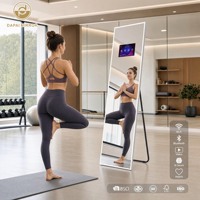 Miroir sur pied intelligent avec éclairage LED, connectivité Wi-Fi et Bluetooth, grand format, personnalisable, pour essayage, vente en gros
