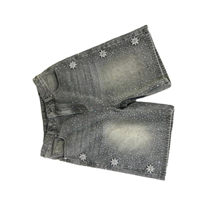 2025 Men's New Style American Street Style Denim Rhinestones Shorts Heavy Diamond-encrusted Casual Summer Fashionable - Product Image 5