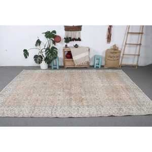 พรมวินเทจตุรกี ขนาด 6.8x10 ฟุต สีเทา ลายตารางใหญ่ ทำจากขนสัตว์ - Product Image 3