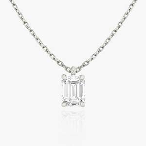 Collier pendentif en argent 925 avec diamant Moissanite taille émeraude - Product Image 1