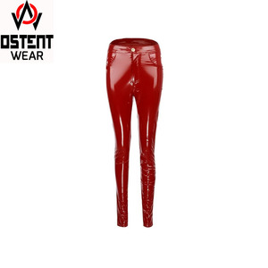 Venta al por mayor, pantalones de cuero para mujer personalizados, tela elástica cómoda, cintura con logotipo de color sólido, precio competitivo del fabricante - Product Image 1