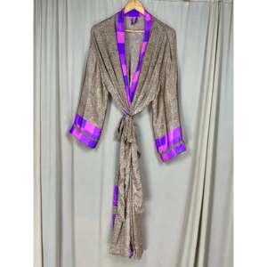 Recycled Silk Sari Women's Boho Chic Vintage <b>Beach</b> Cover Dress <b>Robe</b> for Resort Wear Gypsy House Kimono for Lounge Swimsuit Up's - Product Image 3
