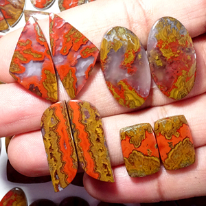 Paire d'agates naturelles du Maroc Paire de pierres précieuses en vrac pour boucles d'oreilles Forme de mélange personnalisable Non améliorée - Product Image 6