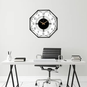 Elegante Reloj de pared de metal redondo en blanco y negro, diseño clásico moderno, ideal para dormitorio, sala de estar, oficina o Decoración de cocina - Product Image 6
