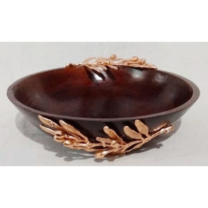 Eco-Friendly Modern Wooden Food <b>Serving</b> <b>Bowl</b> Gold Accent Fruits <b>Salad</b> <b>Serving</b> <b>Bowl</b> For Home And Wedding Catering - Product Image 1