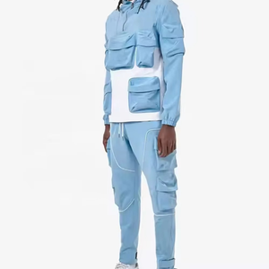 Custom Men's Summer Tracksuit Set Nylon Windbreaker Jacket With Zip Plus Size Embroidery Logo Sweatsuit Nylon Tracksuit for Men - Product Image 2