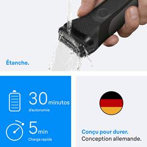 Rasoir électrique étanche IPX7 pour homme avec lames flexibles et peignes de réglage pour un rasage précis du visage - Product Image 2