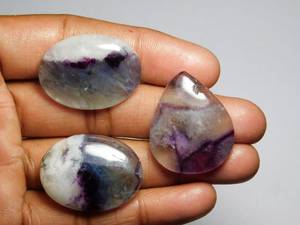 3ชิ้นพลอยฟลูออไรต์ธรรมชาติมีดีไซน์ที่สวยงามและสีเท่ๆคุณภาพสูง fluorite cabochons ล้ำค่า - Product Image 5