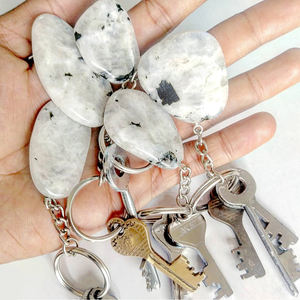 Vente en gros de porte-clés en pierre de lune arc-en-ciel naturel Pierre de lune arc-en-ciel Accessoire Porte-clés en pierre précieuse Lot de capuchons de clé - Product Image 3