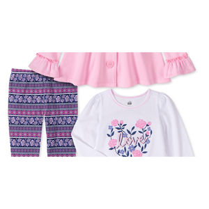 Kids Headquarters Set da 3 pezzi per bambine. Set di 2 Pezzi: Giacca in Pile Floreale e Leggings Stampati, Taglia 2T per 8 Anni, Casual - Product Image 3