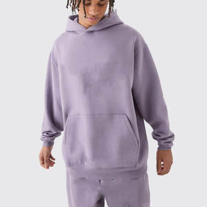 Customizable Winter Casual Regular Men's <b>Maternity</b> Hooded Tracksuit Set Premium Cotton <b>Hoodie</b> and Jogger Pants Solid Color - Product Image 2