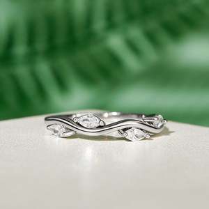 Bague en argent sterling avec moissanite taille marquise Jeulia Branch & Leaves - Product Image 4