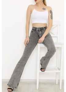 Vente en gros Jeans européens skinny gris taille haute décontractés pour femmes jambe large droite pantalon cargo en denim avec poches délavées streetwear - Product Image 3