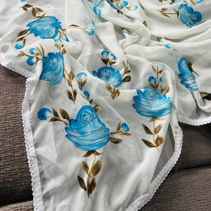 Hermosos saris de seda para adultos con huella de mano y Zari dorado con borde Chikankari en colores a juego - Product Image 1