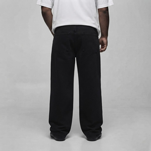 OEM/ODM High Quality solid black Denim <b>Jeans</b> Baggy fit Custom Embroidery Logo Straight wide Leg with Side Pockets men's pant - Product Image 6