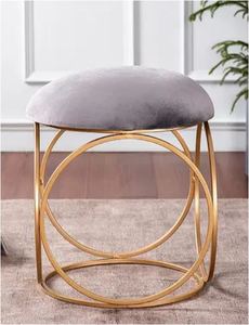 Classic metal round gold legs sitting <b>stool</b> ottoman made in india usage home hotel room restaurant indoor outdoor living room - Product Image 4