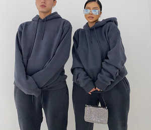 Venta al por mayor Unisex Oversize Sudadera Mujer Conjunto personalizado algodón Jogger conjuntos 2 piezas chándal sudadera pantalones de chándal conjunto Mujer - Product Image 3