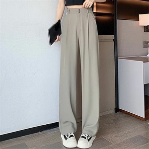 New Summer Elegant Office <b>Lady</b> Casual <b>Pants</b> Women's High Waist 100% Cotton Loose Trousers Solid Color Wide Leg - Product Image 4