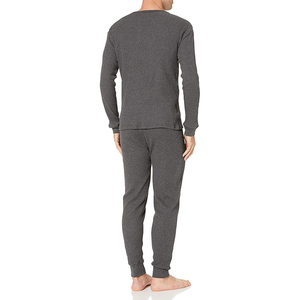 Ensemble de sous-vêtements thermiques pour homme, nouvelle conception, couleur gris uni, tissu en coton respirant, manches longues, taille plus, combinaison longue pour homme - Product Image 5