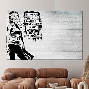 Décoration murale sur toile imprimée « Achieve Greatness » par Banksy, toile encadrée - Product Image 1