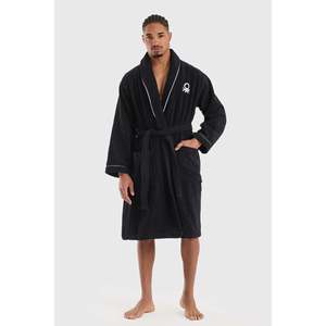 Peignoir noir 100% coton Be-0158-Bk - NOIR - Product Image 2