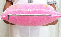 Housses de coussin en soie de Cactus marocain rose vif oreiller pur Sabra abstrait décoratif fait à la main pour la maison ou l'hôtel