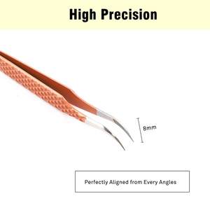 Pinzas para pestañas de acero inoxidable con logotipo personalizado Profesional, Diseño de agarre de rosa para Injerto de pestañas, herramientas de extensión de pestañas - Product Image 4