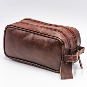 Bonne qualité mode hommes Kits étanche sac de rasage nouvelle mode Logo personnalisé poignée en cuir fermeture à glissière TYG-0036 - Product Image 3